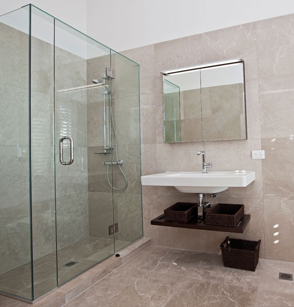 A square shower is great for transforming a corner of your bathroom. Image credit:  Euro Glass