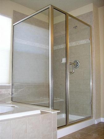 Framed shower enclosure. Image source:  dandoyglass.com